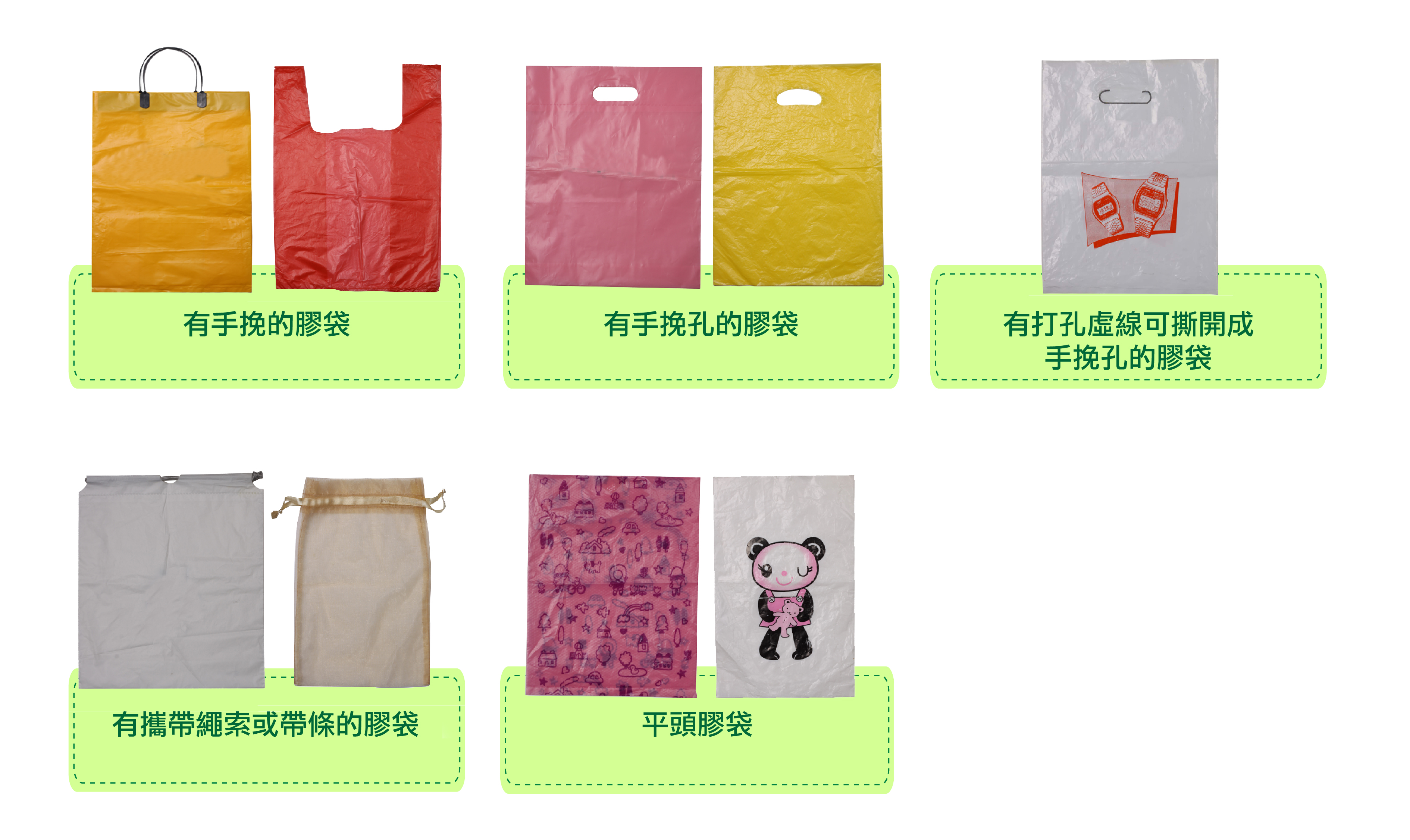 塑膠購物袋輔助說明例子